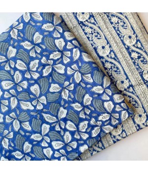 Pure Cotton Hand Block Print Fabric for Shirt Making Indian Style African Home Furnishing Decorative Crafting Sewing Dressmaking