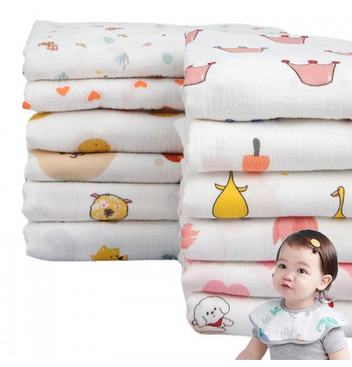 Custom Eco-Friendly Home Clothing Pajamas Crepe Printed Gauze Cotton Print Double Crepe Baby Saliva Towel Fabric